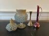 Apothecary Jar With Beaded Overlay, Brass Bell & Pink Vase - 2
