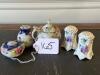 Hand-Painted Porcelain Salt and Pepper Shakers, Mustard Pot and Spoon - 9
