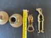 Brass Candlesticks, Jerusalem Souvenir Bottle Opener & Brass Nutcracker - 3