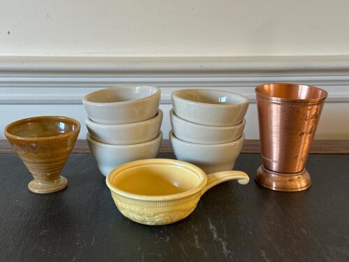 Ceramic Custard Cups, Queen Serve Creamer, Handmade Vessel, Woodford Reserve Copper Julep Cup