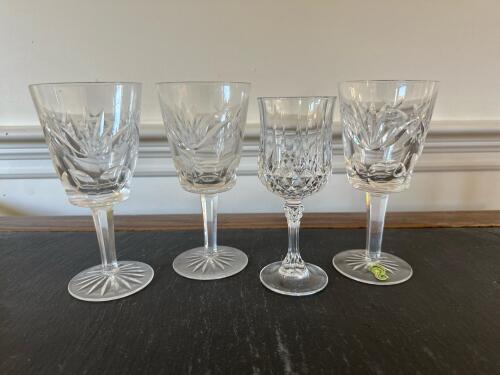 Waterford-Style Cut Crystal Wine Glasses and Goblet