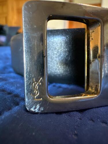 Yves Saint Laurent Black Leather Belt with Square Buckle