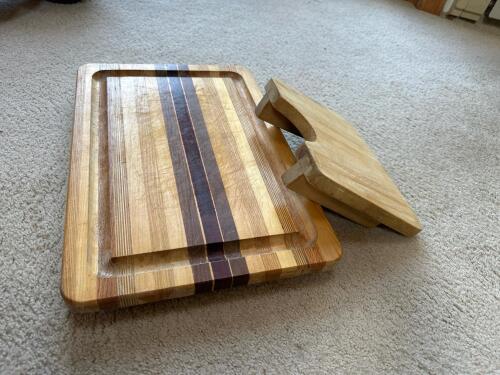 Wooden Cutting Board and Bread Slicer Stand