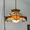 Stained Glass Floral-Pattern Hanging Pendant Lamp