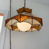 Stained Glass Floral-Pattern Hanging Pendant Lamp - 2