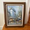 16.75" x 21" Framed Street Scene Oil Painting, Signed