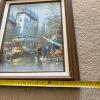 16.75" x 21" Framed Street Scene Oil Painting, Signed - 8