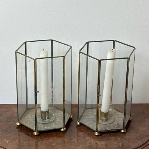 Pair of Hexagonal Candle Lanterns