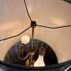Pair of Brass-Tone Table Lamps with Patterned Shades - 2