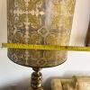 Pair of Brass-Tone Table Lamps with Patterned Shades - 8