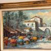 56.75" x 32.5" Framed Market Scene Oil Painting, Signed - 7