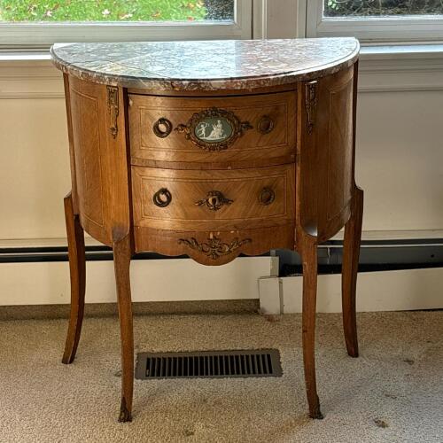 French-Style Two-Drawer Chest with Stone Top &mdash; Repair Needed
