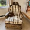High-Back Upholstered Armchair with Accent Pillow
