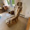 High-Back Upholstered Armchair with Accent Pillow - 3