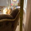 High-Back Upholstered Armchair with Accent Pillow - 14