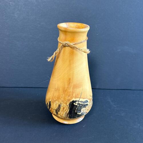 Signed J.W. Campbell Wood Vase with Natural Accents