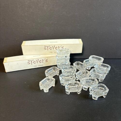 Sixteen Individual Clear Glass Salt Cellars