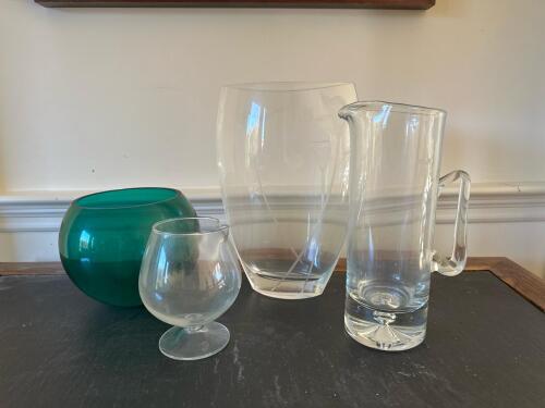 Glass Pitcher, Vase, Bowl and Snifter-Style Vessel