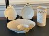 Lenox Heart Vase and Belleek Shell Dishes