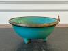 Jensen Ceramic Footed Bowl With Brass Rim and Floral Detail - 3