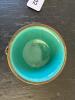 Jensen Ceramic Footed Bowl With Brass Rim and Floral Detail - 8