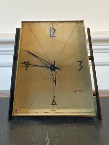 Linden Brass Mid-Century Modern Desk Clock