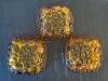Mid-Century Modern Amber Bubble Glass Ashtrays and Blue Ceramic Ashtray - 5