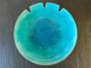 Mid-Century Modern Amber Bubble Glass Ashtrays and Blue Ceramic Ashtray - 8