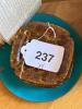 Mid-Century Modern Amber Bubble Glass Ashtrays and Blue Ceramic Ashtray - 10