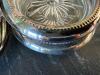 Glass Coasters With Silver-Plate Rims, Glass Swizzle Sticks, Glass Dumbbell & Amber Disk - 5