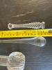 Glass Coasters With Silver-Plate Rims, Glass Swizzle Sticks, Glass Dumbbell & Amber Disk - 8