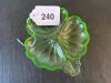 Green Uranium Glass Leaf-Shaped Serving Dish - 7