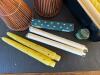 Pair of Woven Rattan Pillar Candle Holders with Assorted Candles - 2