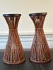 Pair of Woven Rattan Pillar Candle Holders with Assorted Candles - 4