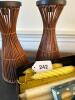 Pair of Woven Rattan Pillar Candle Holders with Assorted Candles - 8