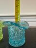 Pressed Glass Top Hat Vases, Daisy and Button Pattern - 8