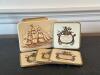 Bermuda Map Design Drink Coasters with Ship Motif Holder