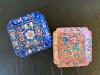 Brass Incense Burner, Brass Cup, and Enamel Floral Trays - 7