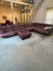 Large Modular Brown Leather Three Piece Sectional Sofa with Ottoman