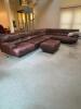 Large Modular Brown Leather Three Piece Sectional Sofa with Ottoman - 2
