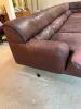 Large Modular Brown Leather Three Piece Sectional Sofa with Ottoman - 4