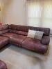 Large Modular Brown Leather Three Piece Sectional Sofa with Ottoman - 5