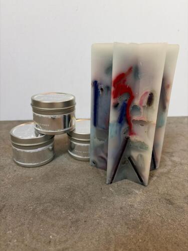 Tin Candles and Large Star-Shaped Chunk Candle