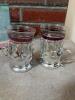 Pair of Nakhichevan Souvenir Armudu Glasses with Metal Holders - 2