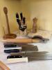 MIxed Kitchen Lot Knives, with Wooden Utensils