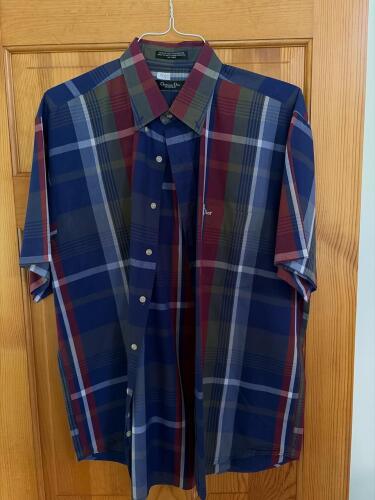 Mens Large Christian Dior Monsieur Plaid Short Sleeve Shirt