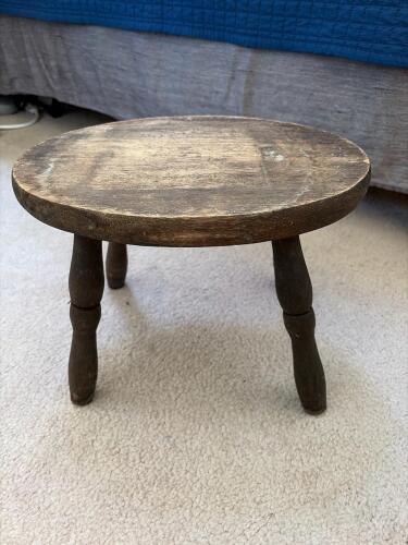 Wooden Stool With Turned Legs