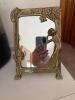 Art Nouveau-Style Brass Standing Vanity Mirror 8x6