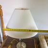 Table Lamp With Metal Base and White Shade - 7
