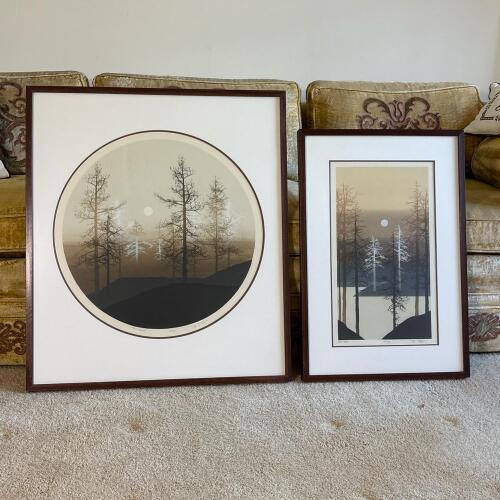 Pair of Virgil Thrasher Serigraphs: Coast Range and Bay Trees, Signed